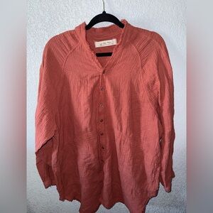 Free People Rust Textured‎ Blouse